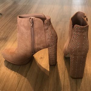 Edgy light brown suede booties from Guess-wornONCE